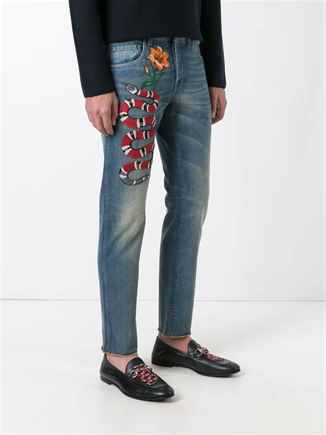 embroidered jeans mens gucci